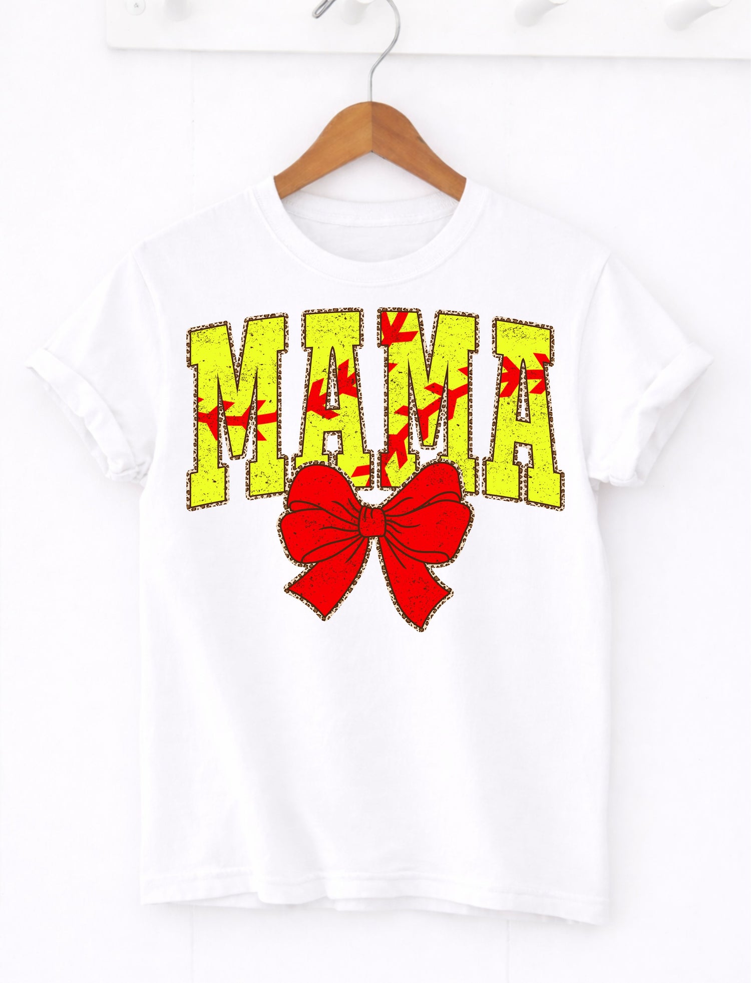 Leopard Softball Mama with Bow (P)